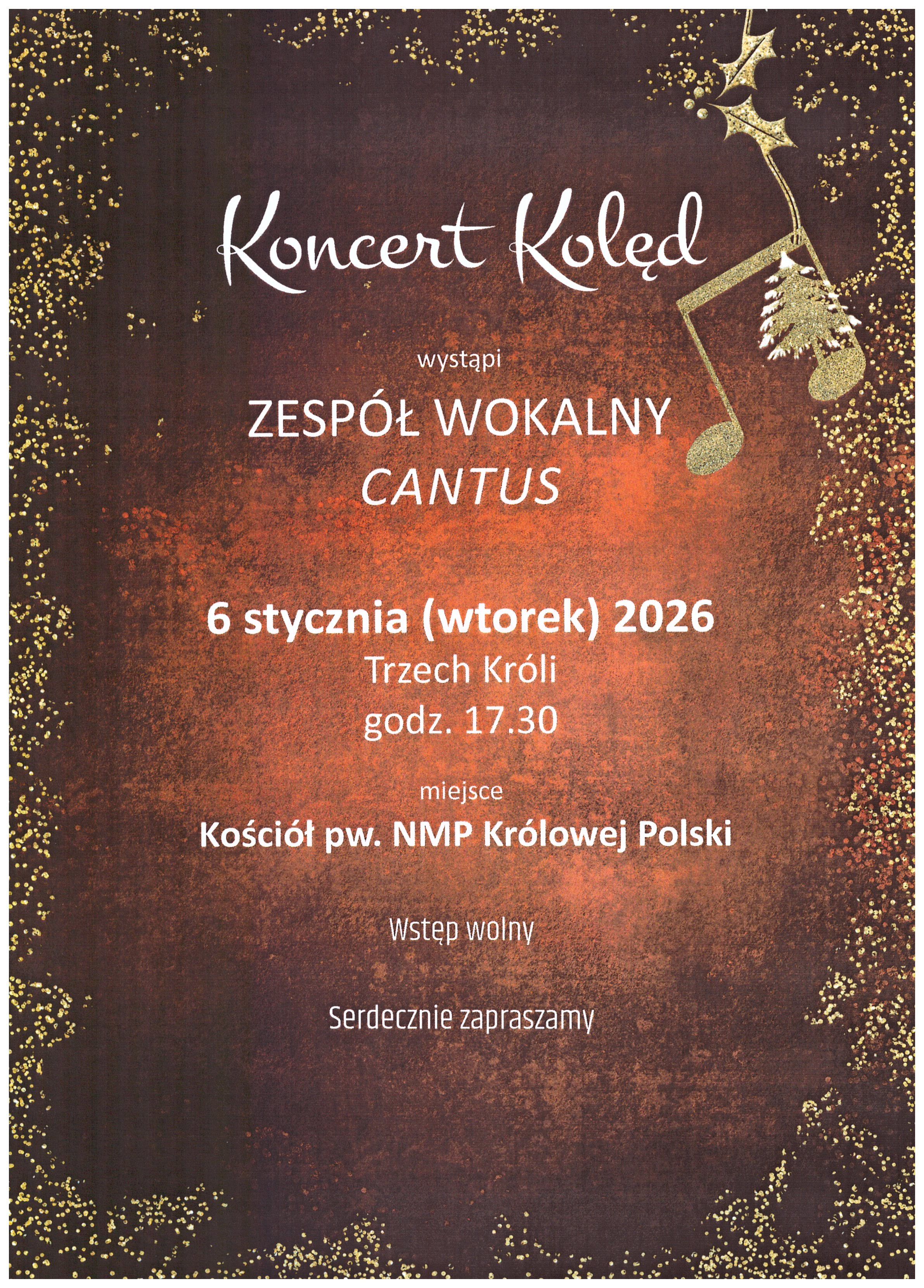 Koncert Kolęd: "Cantus" z Leszna - 6 stycznia 2026