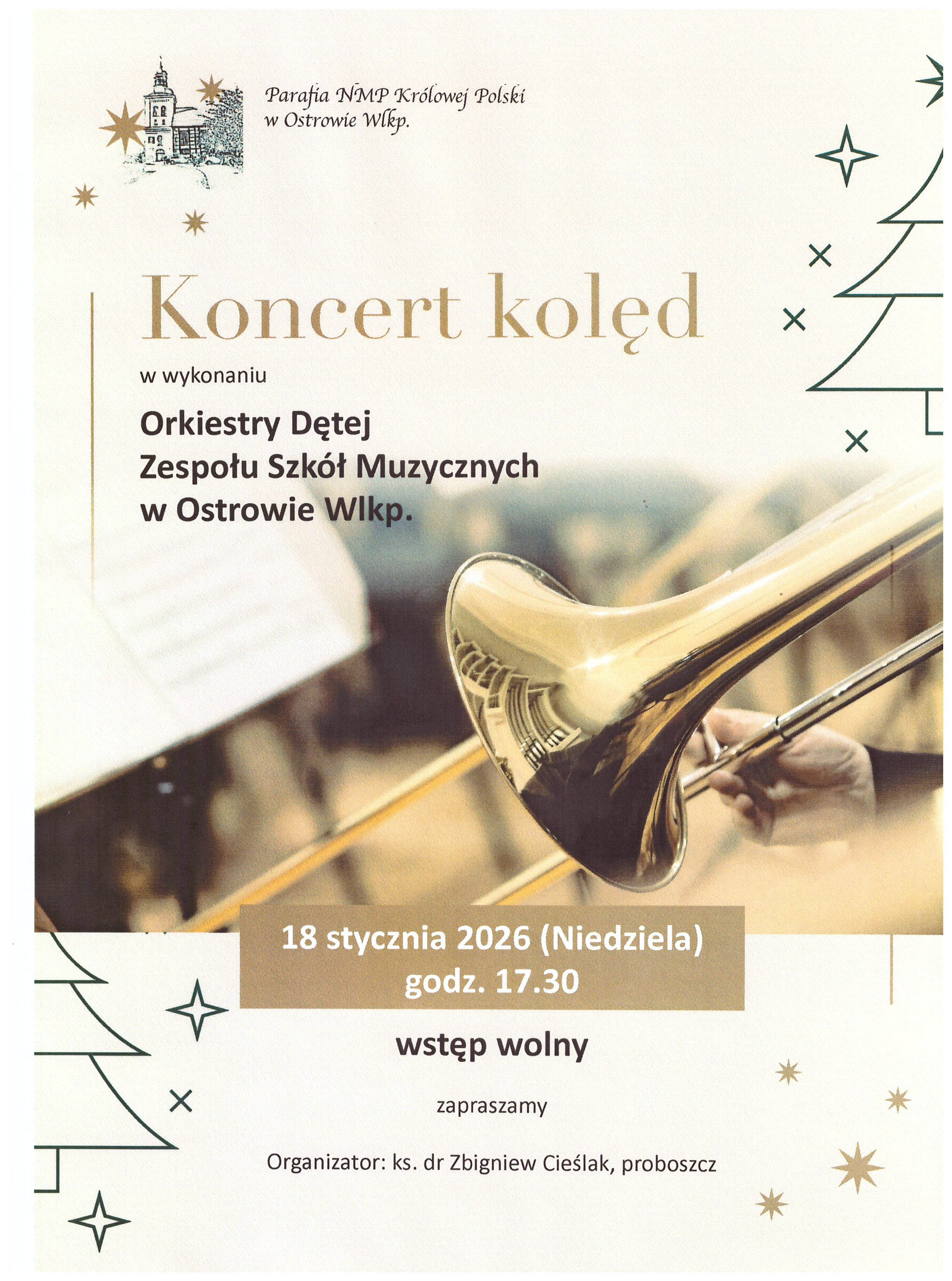 Koncert Kolęd: Orkiestra Dęta Zespołu Szkół Muzycznych w Ostrowie Wlkp.  - 18 stycznia 2026, godz. 17.30