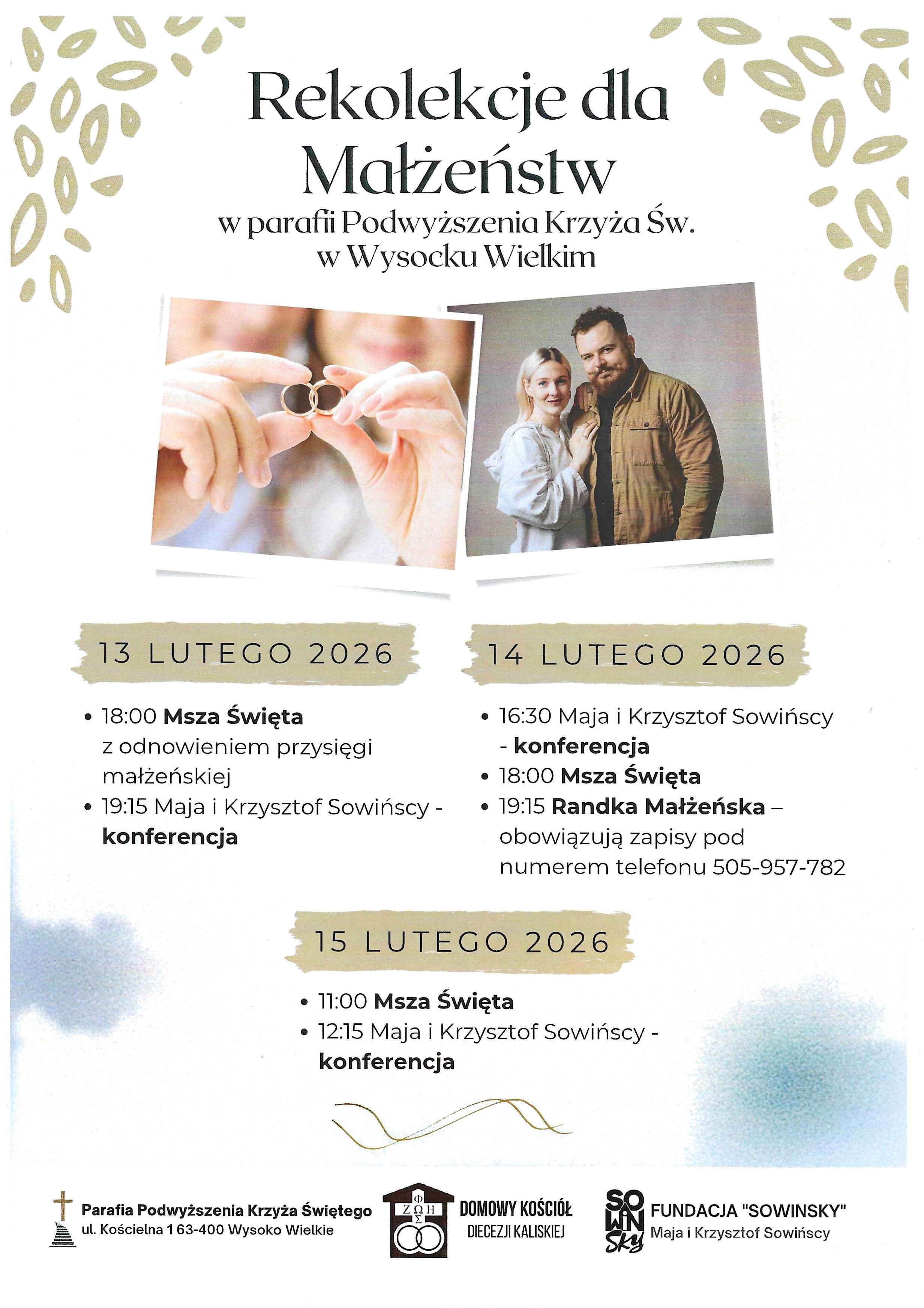 Rekolekcje dla małżeństw: 13-15 II 2026